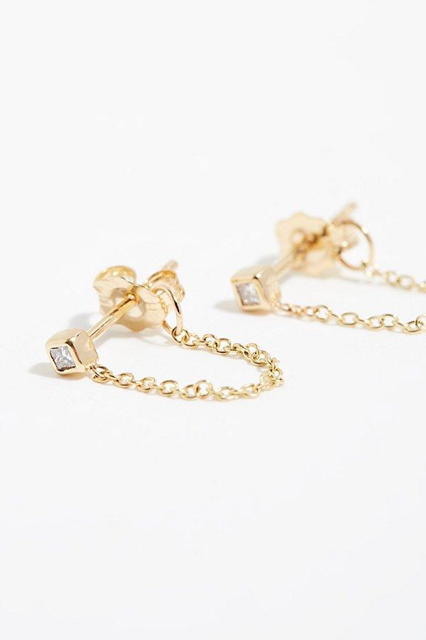 14k Diamond Chain To Back Stud Earrings By Zo Chicco At Free People